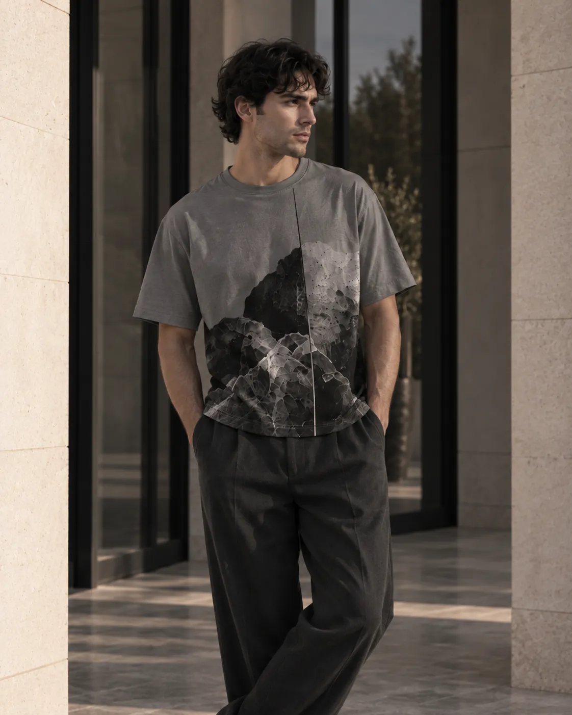Perspective T-Shirt en charcoal