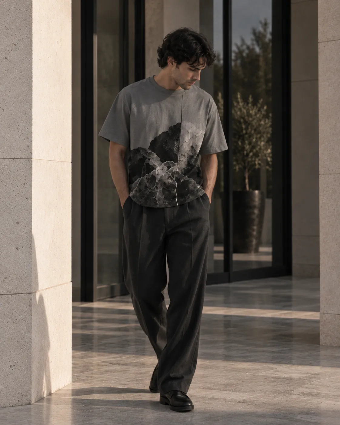 Perspective T-Shirt en charcoal, vista de frente